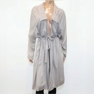 NWT JACK Flowy Rayon Trench Coat Oversized Slouched Waterfall Belted